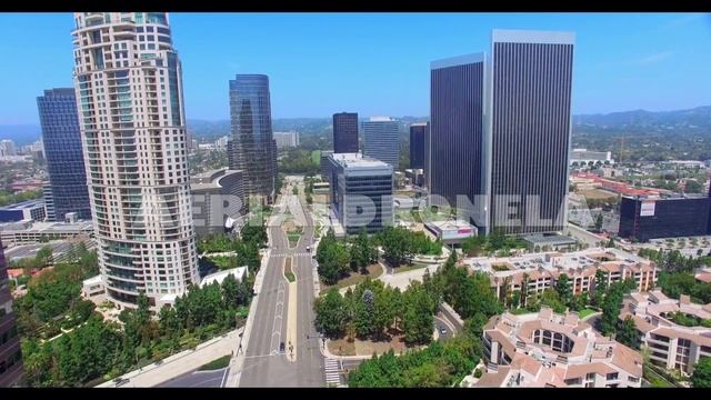 4K, Aerial view of Century City skyline skyscrapers, Los Angeles, California смотреть онлайн