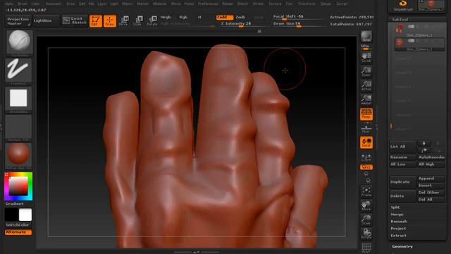 clayface session 9 : palm details( Zbrush) смотреть онлайн