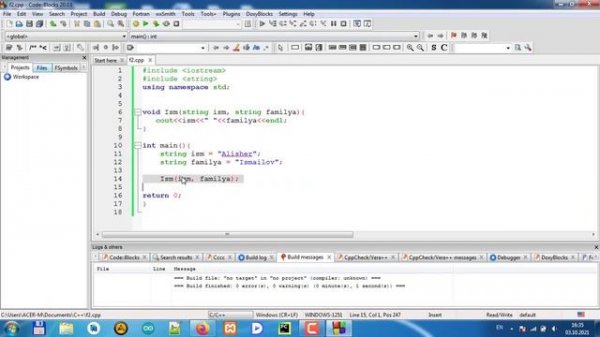 C++ dasturlash tili (Funksiya Parametrlari)