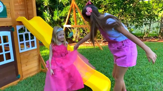 Nastya and Stacy pretend play with a magic playhouse смотреть онлайн