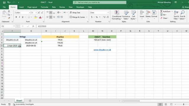 EXACT Function in Excel смотреть онлайн