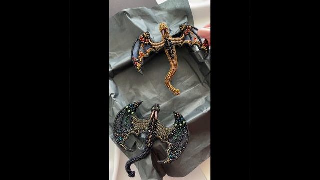 Брошь Дракон из бисера. Embroidered Handmade Beaded Dragon смотреть онлайн