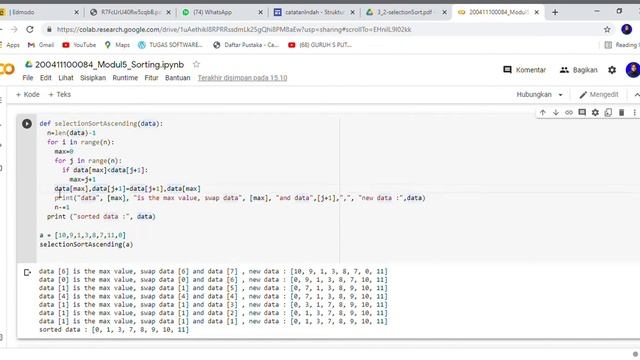MODIFIKASI SELECTION SORT ASCENDING DENGAN PYTHON смотреть онлайн