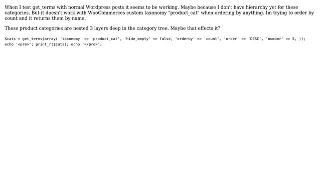 Wordpress: Order get_terms by count using a custom taxonomy hierarchy смотреть онлайн
