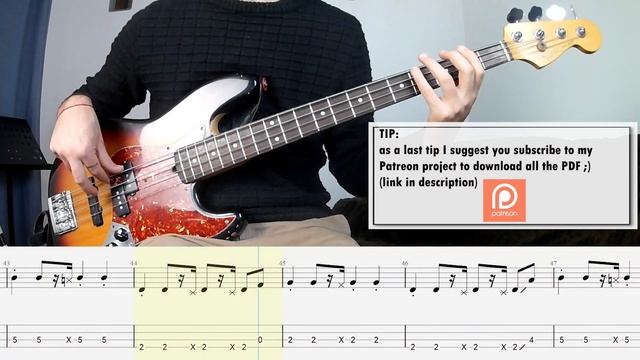 The Rasmus - In The Shadows BASS COVER + PLAY ALONG TAB + SCORE смотреть онлайн