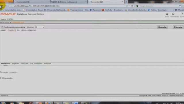 Tutorial Sentencias SQL Oracle Database 10g Creacion de usuario con privilegios смотреть онлайн