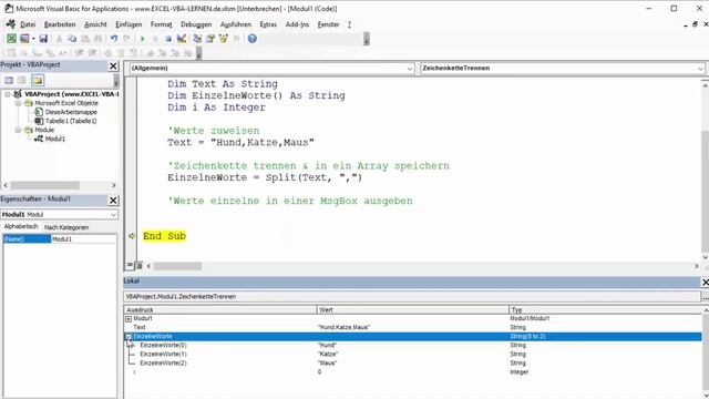 EXCEL VBA Die wichtigsten Befehle #25 - Zeichen trennen mit der SPLIT Function смотреть онлайн