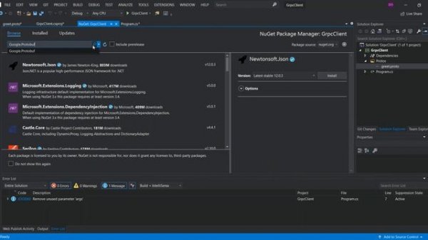 C# gRPC Client & Server Application in .Net Core | Visual Studio 2019