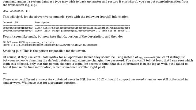 Databases: Is there a way to find out who changed the password for a login? (3 Solutions!!) смотреть онлайн