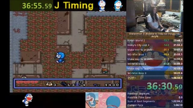 Doraemon 3: Nobita to Toki no Hougyoku (SNES-J) Any% Speedrun in 1:04:43 NA / 1:13:40 J (Former WR) смотреть онлайн