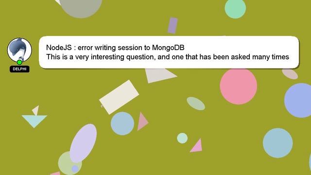 NodeJS : error writing session to MongoDB смотреть онлайн