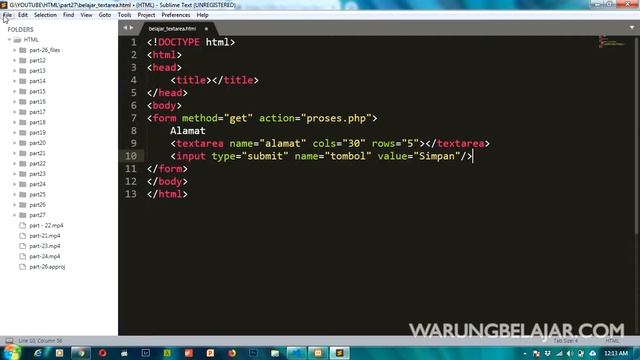 Tutorial HTML Part 27 - Membuat Textarea di Form HTML смотреть онлайн