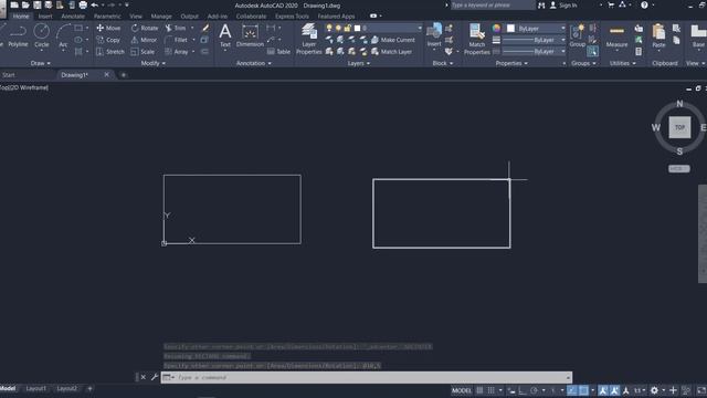 AutoCad 10 : RECTANGLE command смотреть онлайн