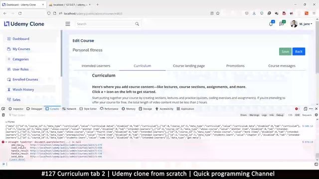 #127 Curriculum tab 2 | Udemy clone from scratch in php | Quick programming tutorial смотреть онлайн