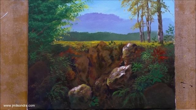 Acrylic Landscape Painting In Time-lapse / House Near The River Bank  / JMLisondra