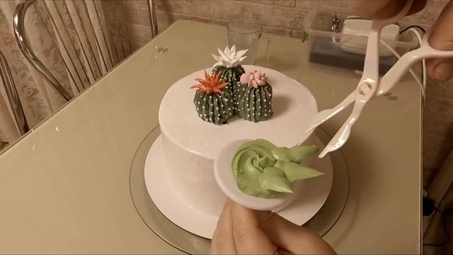 МИНИ САД ИЗ КАКТУСОВ И СУККУЛЕНТОВ. Торт с кактусами и суккулентами. БЗК. смотреть онлайн