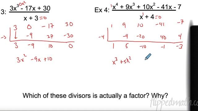 Algebra 2 – 1.3 Division of Polynomials (synthetic division) смотреть онлайн