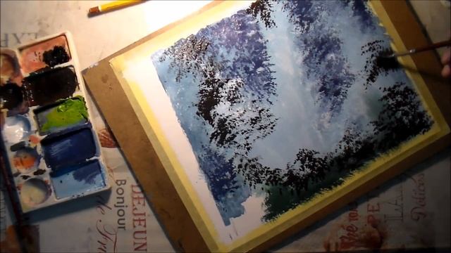 Как нарисовать летний пейзаж гуашью. Секрет подмалевка смотреть онлайн