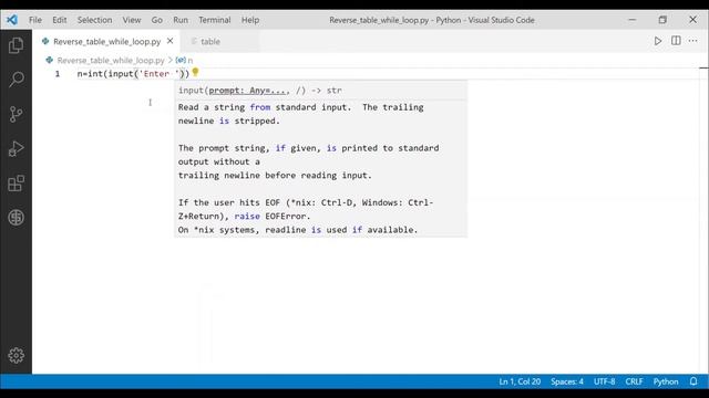 Reverse Table using While loop in Python | Reverse Table using While loop смотреть онлайн