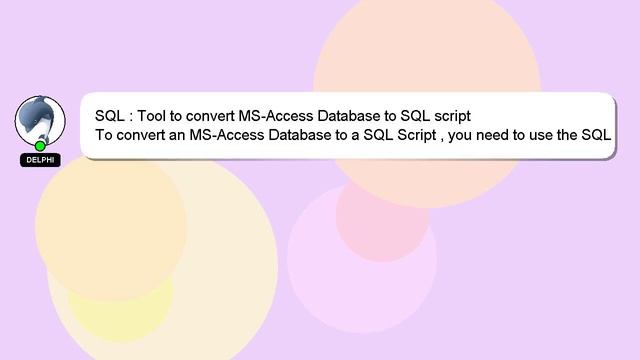 SQL : Tool to convert MS-Access Database to SQL script смотреть онлайн