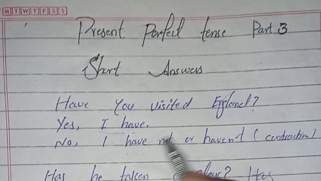 Short Answers in The Present perfect tense in English. смотреть онлайн