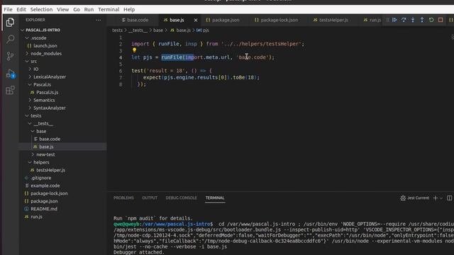 Начало работы, запуск теста - Pascal-js-intro Пишем интерпретатор смотреть онлайн