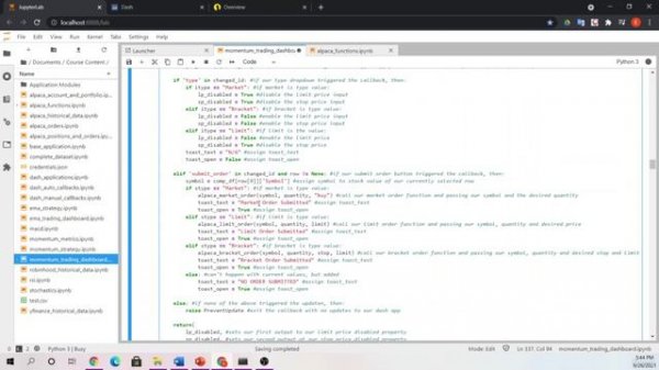 054 Brokerage Callbacks and Dash Updates Coding Example