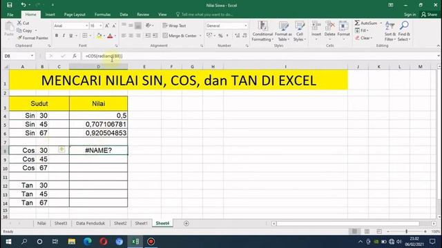 cara menghitung nilai sin cos tan di microsoft excel смотреть онлайн