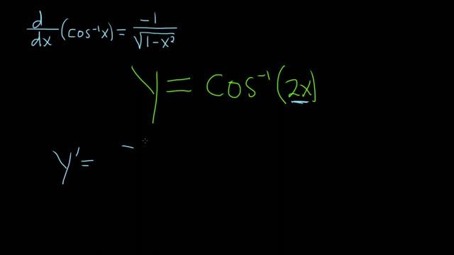 Derivative of y = cos^(-1)(2x) смотреть онлайн