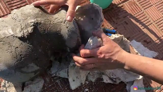 КАК СДЕЛАТЬ ВАЗОН ИЗ БЕТОНА В ФОРМЕ ГОЛОВЫ. 2 часть. смотреть онлайн