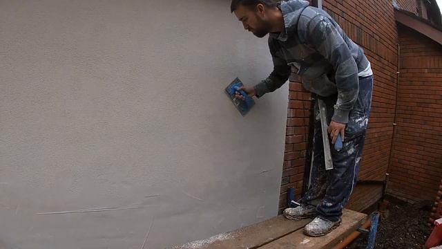 k rend coating and finishing on new built extension how I do it, tips, refina monocouche render