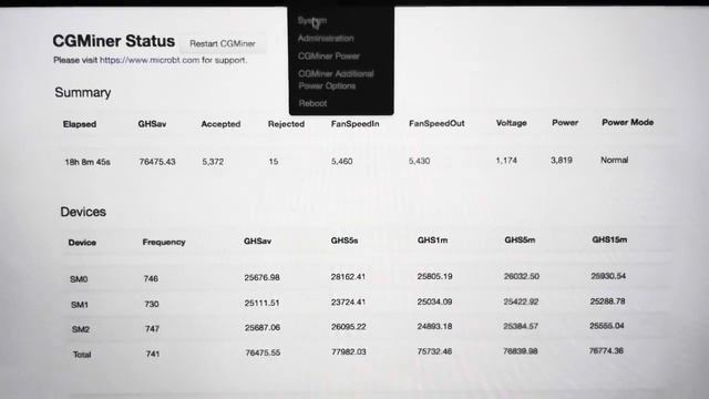 Firmware overclock Whatsminer m20s 65Th( Разгон - прошивка Whatsminer m20s до 76.5 Th/s ) смотреть онлайн