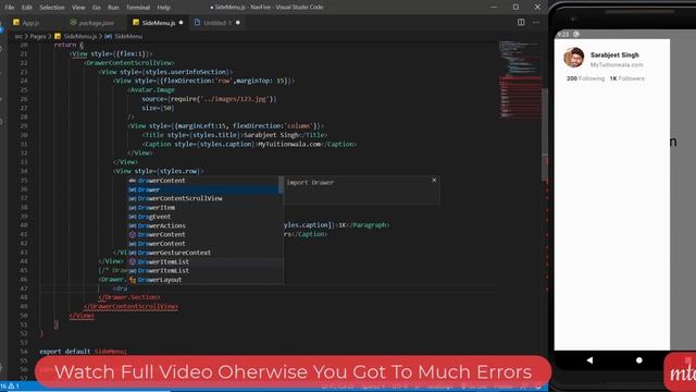 Custom Drawer Navigator in React Navigation v5 Tutorial|React Native Drawer Navigator Example смотреть онлайн