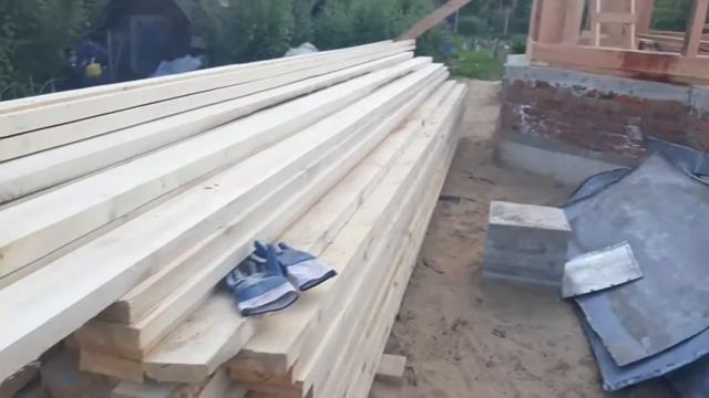 Сборка каркаса. Стяжка каркаса шпильками. Монтаж укосин. Каркасный дом. смотреть онлайн