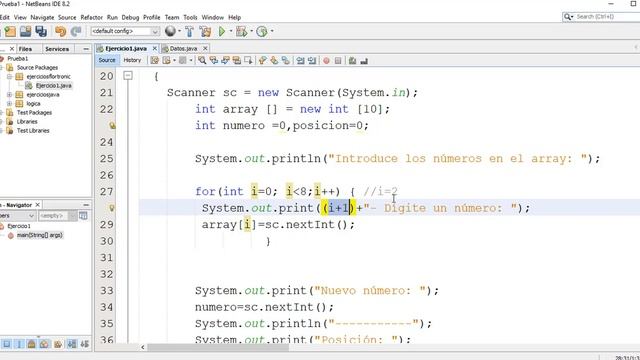 Ejercicio #1 Java- Ingresar un número en un array en la posición elegida, desplazando los números. смотреть онлайн