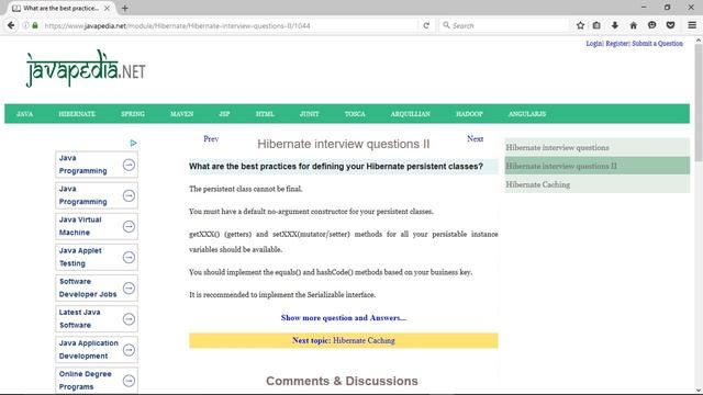 What are the best practices for defining your Hibernate persistent classes?
| javapedia.net смотреть онлайн