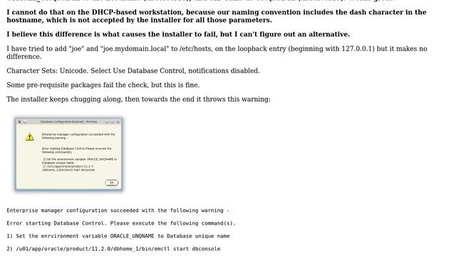 Installing Oracle 11gR2 on Oracle Linux 6 - error possibly related to database (unique) name смотреть онлайн