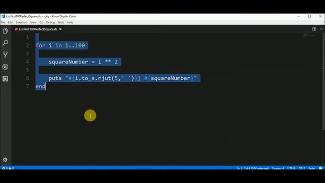 print 100 perfect square numbers in ruby смотреть онлайн
