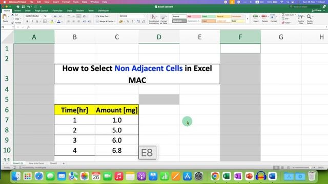 How To Select Non Adjacent Cells In Excel [ MAC ]