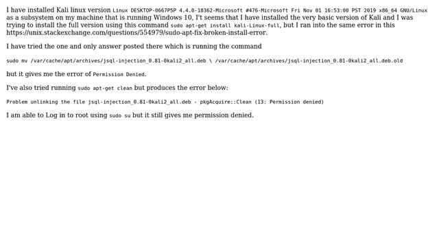 Unix & Linux: Windows Subsystem Kali Linux 13: Permission denied смотреть онлайн