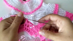 Платье крючком ЦВЕТУЩАЯ РОЗА часть3
