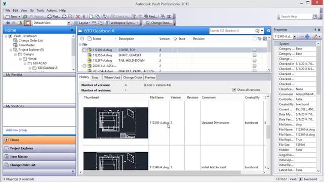 Autodesk Vault for AutoCAD - Drawing Version History смотреть онлайн