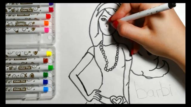 Рисуем и раскрашиваем БАРБИ, для детей раскраски с Шуркой. Draw and paint BARBIE, for childre смотреть онлайн
