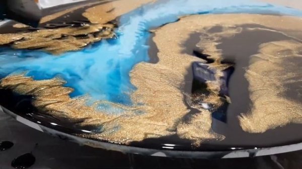 Amaizing resin art painting - Bubbling mountain river in canyon