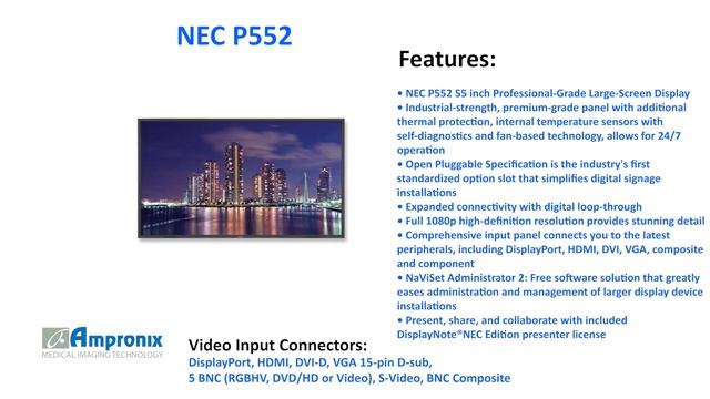 NEC P552 55" Large-Screen Display Sales | Service | Repair | Exchange | Replacement смотреть онлайн