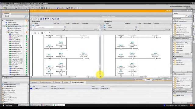TIA Portal - проверка блоков - compare blocks смотреть онлайн