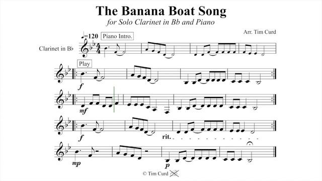 The Banana Boat Clarinet Solo. Play-Along/Backing Track. Free Music! смотреть онлайн