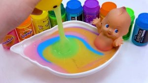 ДЛЯ МАЛЫШЕЙ ! l Смешиваю весь свой смузи из слайма в радужной ванне с блестками ASMR