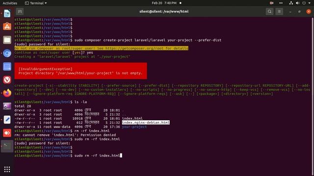 Fix [InvalidArgumentException] Project directory "/var/www/html/your-project" is not empty смотреть онлайн