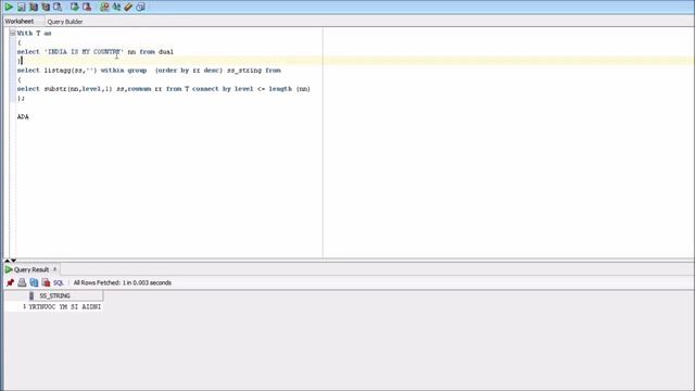 Print string in reverse order in SQL | Find Palindrome (Oracle Tricky Interview Questions) смотреть онлайн